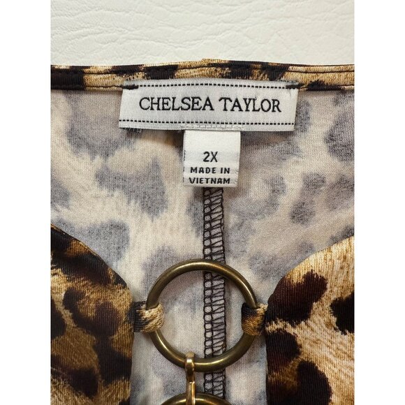 Chelsea Taylor Womens 2X Cheetah Print Dress Gold Rings Animal Print (bin LL179) - Picture 2 of 9